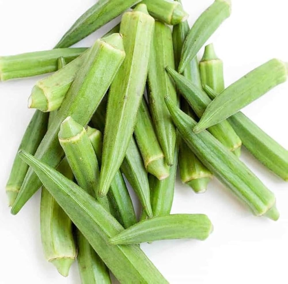 Okra Plants Growing in Garden Bed
