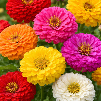 Zinnia Oklahoma Double Bloom Flower seeds for Planting Drought Tolerant Heirloom & GMO Free Seeds for Home Garden